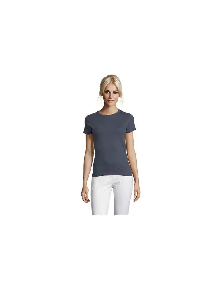 T-shirt Femme Personnalisable 100% Coton 150g REGENT Matières : plastique Couleurs : blanc marquage couleur éclatante