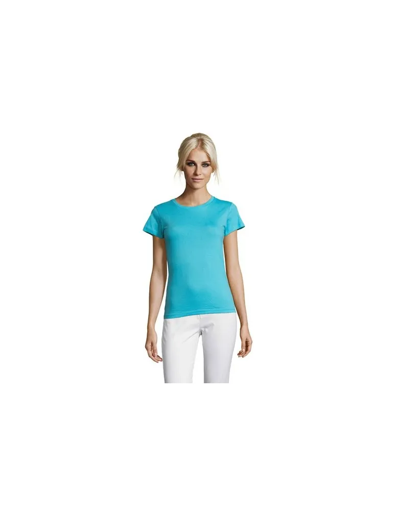 T-shirt Femme Personnalisable 100% Coton 150g REGENT Matières : suédine Couleurs : bleu cadeau collaborateur premium