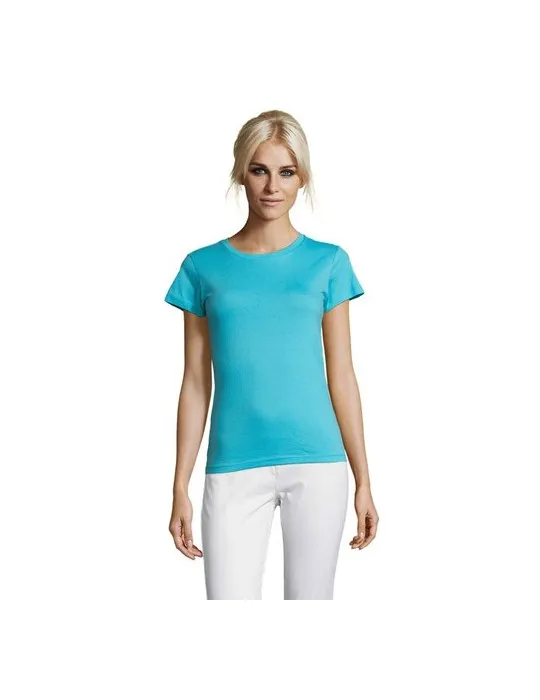 T-shirt Femme Personnalisable 100% Coton 150g REGENT Matières : suédine Couleurs : bleu cadeau collaborateur premium