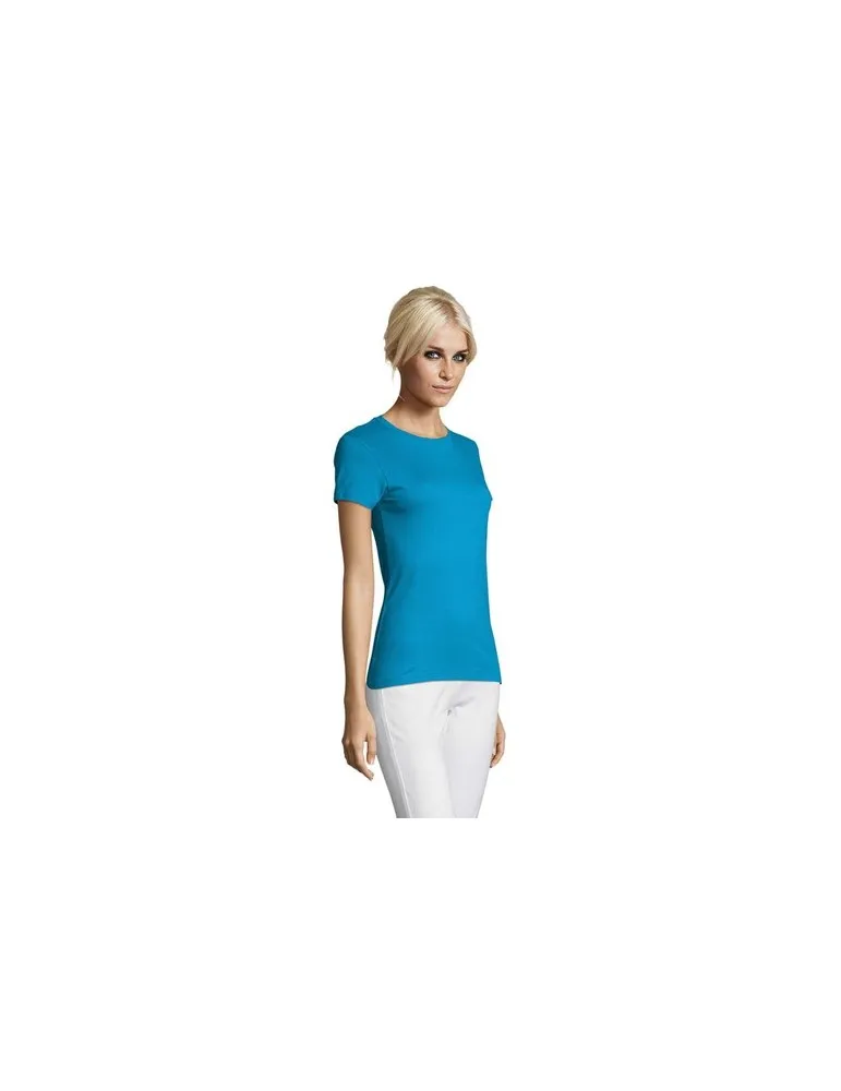 T-shirt Femme Personnalisable 100% Coton 150g REGENT Matières : liège Couleurs : bleu marine marquage laser ultra précis