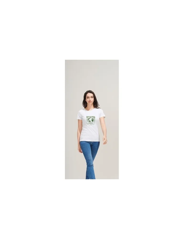 T-shirt Femme Personnalisable 100% Coton 150g REGENT Couleurs : blanc Matières : carton de lait recyclé objet promotionnel éco-r