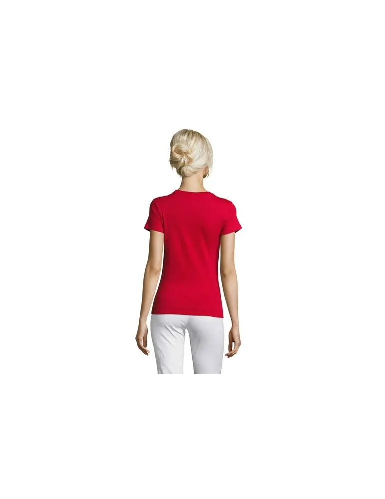 T-shirt Femme Personnalisable 100% Coton 150g REGENT Matières : plastique Couleurs : rouge marquage couleur éclatante
