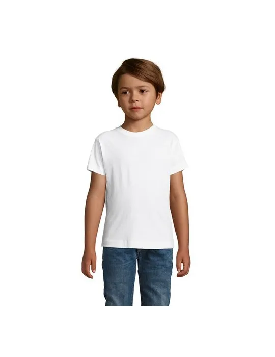 T-shirt personnalisé 100% coton enfant Régent Fit Couleurs : bleu fluo marquage laser ultra précis