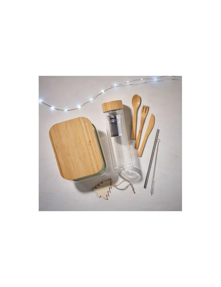 Lunchbox écologique en verre et bambou TUNDRA Matières : carton Couleurs : blanc goodies publicitaire événementiel