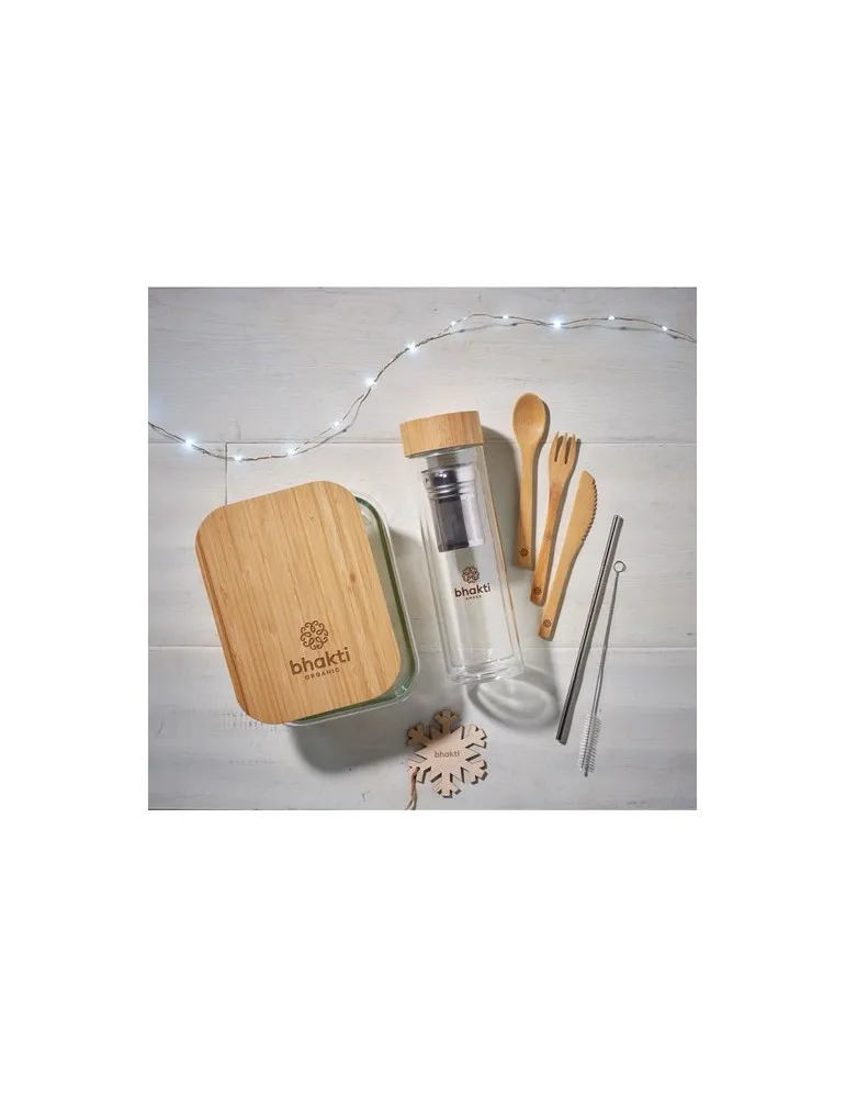 Lunchbox écologique en verre et bambou TUNDRA Matières : carton Couleurs : blanc impression haute définition