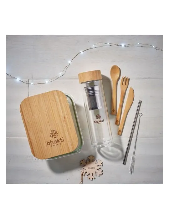 Lunchbox écologique en verre et bambou TUNDRA Matières : carton Couleurs : blanc impression haute définition