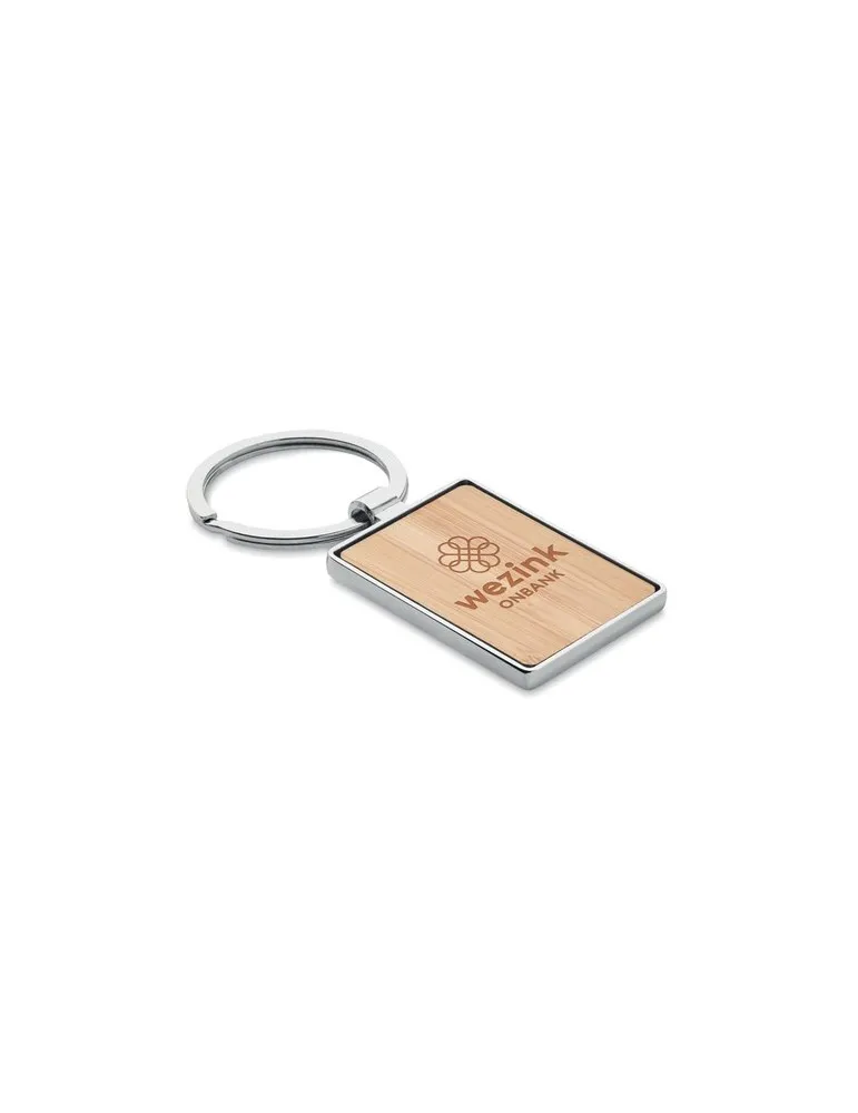 Porte-clés rectangle en bambou personnalisé BENDIGO Matières : plastique recyclé Couleurs : gris cadeau entreprise pas cher