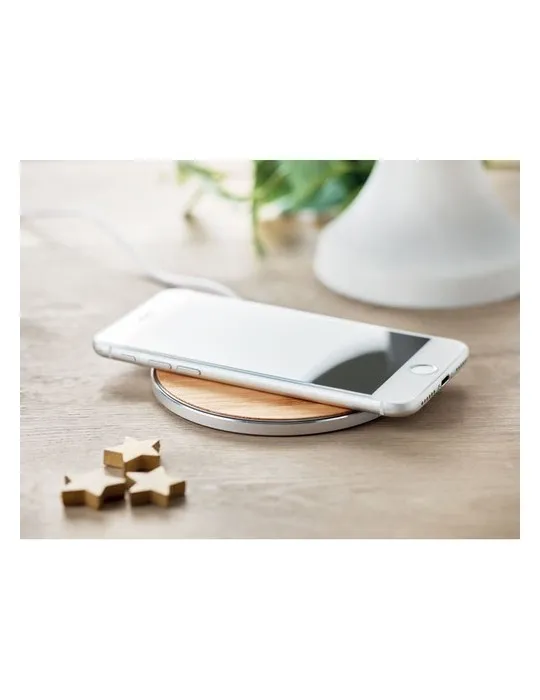 Chargeur sans fil écologique en bambou personnalisé DESPAD Matières : carton Couleurs : blanc goodies publicitaire événementiel