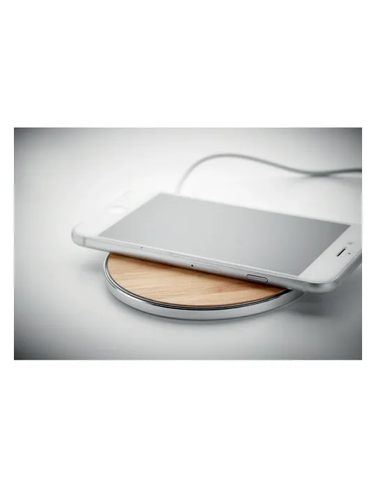 Chargeur sans fil écologique en bambou personnalisé DESPAD Matières : carton Couleurs : blanc marquage laser ultra précis