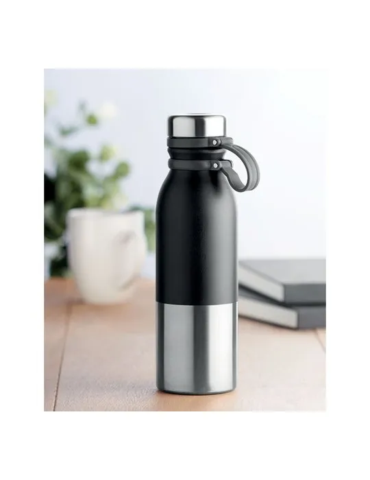 Bouteille isotherme double paroi 600ml personnalisée - ICELAND Matières : ABS Couleurs : noir cadeau collaborateur premium