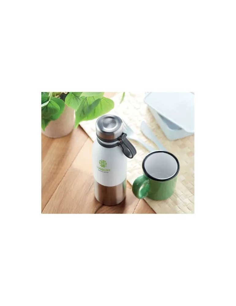 Bouteille isotherme double paroi 600ml personnalisée - ICELAND Matières : acier inoxydable Couleurs : blanc objet promotionnel é