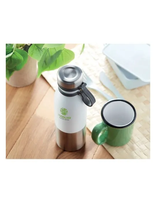 Bouteille isotherme double paroi 600ml personnalisée - ICELAND Matières : acier inoxydable Couleurs : blanc objet promotionnel é