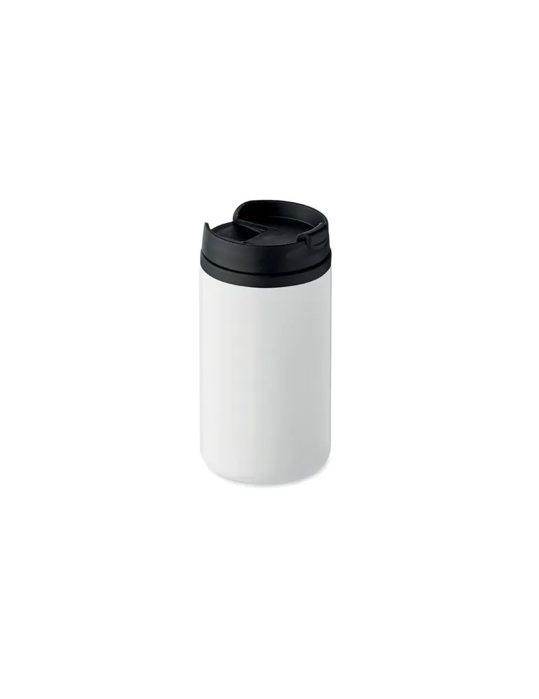 Mug isotherme pratique double paroi 250 ml personnalisé FALUN cadeau d'entreprise Matières : aluminium recyclé&nbsp; Couleurs : noir 