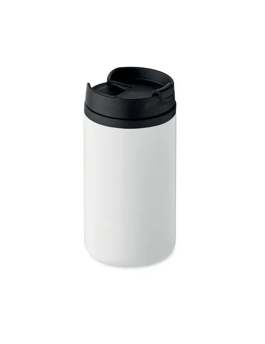 Mug isotherme pratique double paroi 250 ml personnalisé FALUN cadeau d'entreprise Matières : aluminium recyclé&nbsp; Couleurs : noir 
