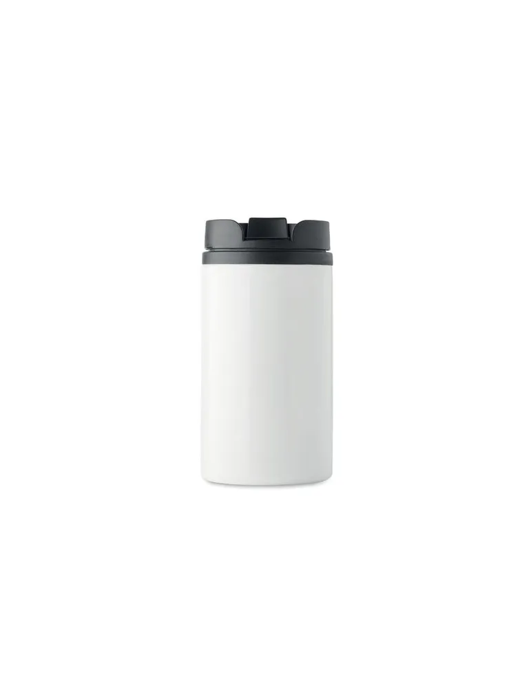 Mug isotherme pratique double paroi 250 ml personnalisé FALUN cadeau d'entreprise Matières : aluminium recyclé&nbsp; Couleurs : noir 