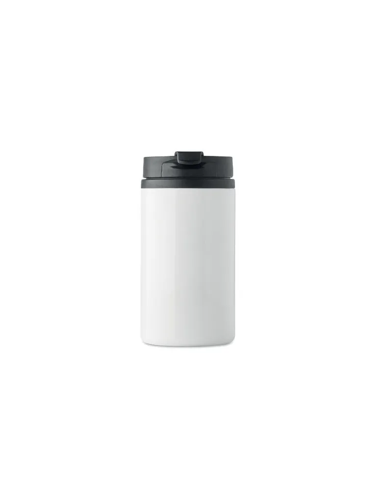 Mug isotherme pratique double paroi 250 ml personnalisé FALUN cadeau d'entreprise Matières : aluminium recyclé&nbsp; Couleurs : noir 