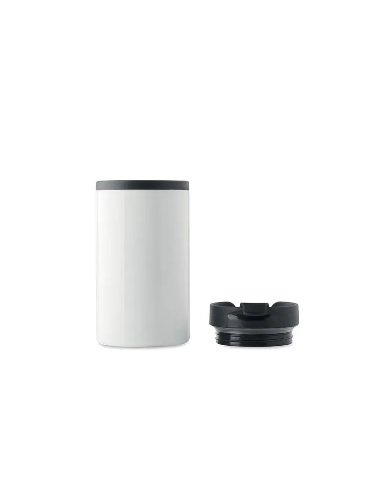 Mug isotherme pratique double paroi 250 ml personnalisé FALUN cadeau d'entreprise Matières : aluminium recyclé&nbsp; Couleurs : noir 