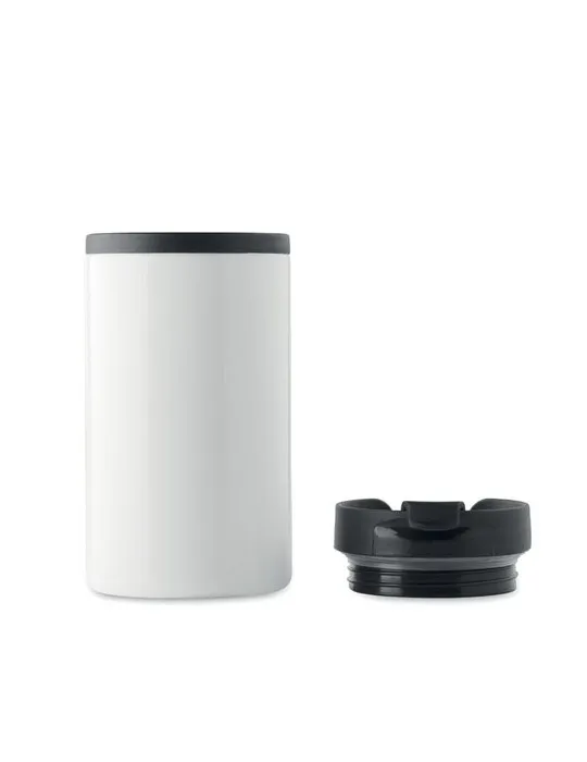 Mug isotherme pratique double paroi 250 ml personnalisé FALUN cadeau d'entreprise Matières : aluminium recyclé&nbsp; Couleurs : noir 