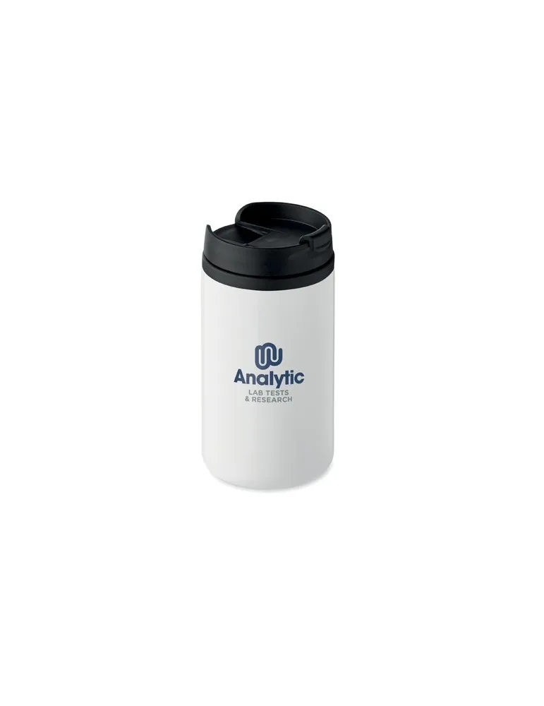 Mug isotherme pratique double paroi 250 ml personnalisé FALUN cadeau d'entreprise Matières : aluminium recyclé&nbsp; Couleurs : noir 