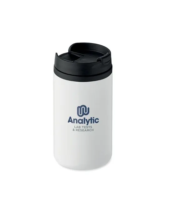 Mug isotherme pratique double paroi 250 ml personnalisé FALUN cadeau d'entreprise Matières : aluminium recyclé&nbsp; Couleurs : noir 