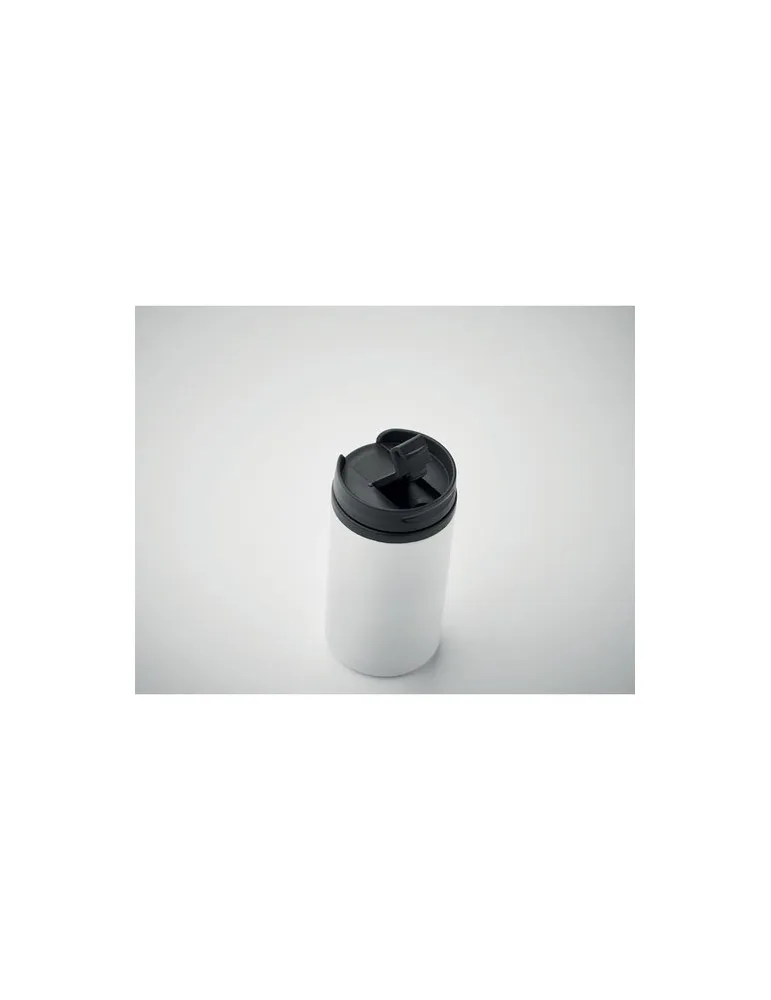 Mug isotherme pratique double paroi 250 ml personnalisé FALUN cadeau d'entreprise Matières : aluminium recyclé&nbsp; Couleurs : noir 