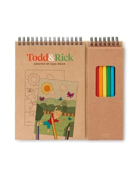 Set de coloriage personnalisé avec bloc COLOPAD pas cher Matières : bois Couleurs : noir goodies publicitaire événementiel