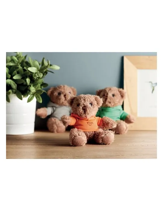 Ours en peluche personnalisé avec t-shirt - JOHNNY Matières : coton Taille textile : S Couleurs : rouge objet promotionnel éco-r