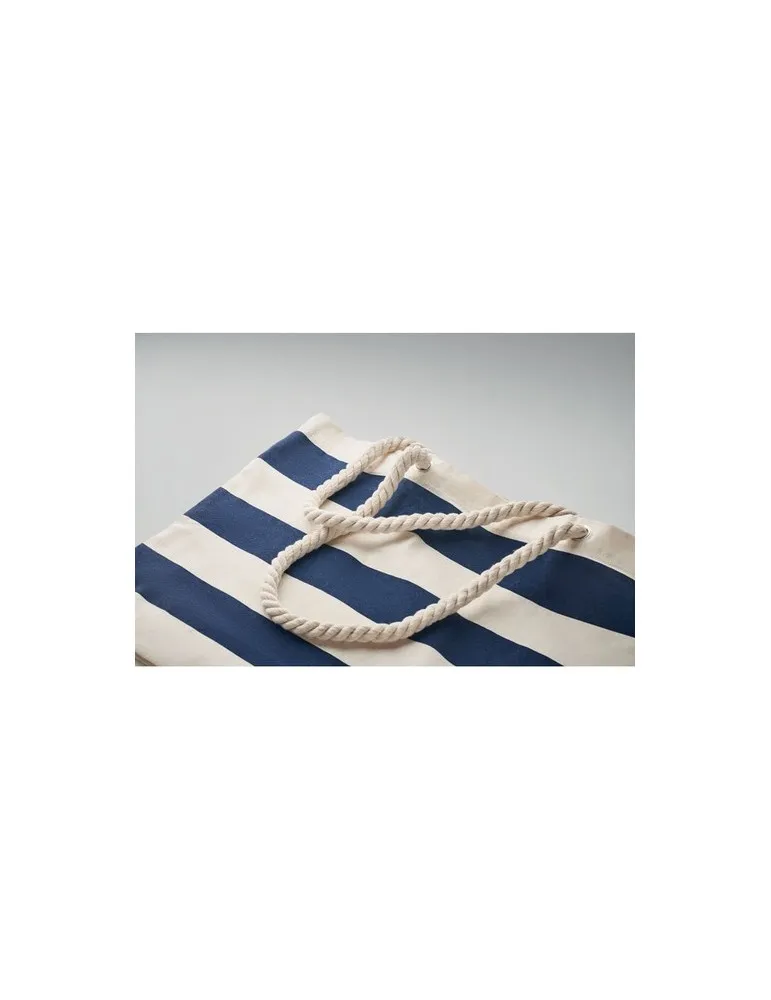 Sac de plage personnalisable en coton 220 gr/m² - HEAVEN STRIPE Matières : PET Taille textile : S Couleurs : blanc marquage lase