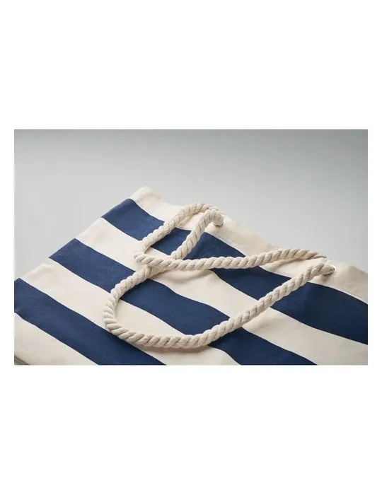 Sac de plage personnalisable en coton 220 gr/m² - HEAVEN STRIPE Matières : PET Taille textile : S Couleurs : blanc marquage lase