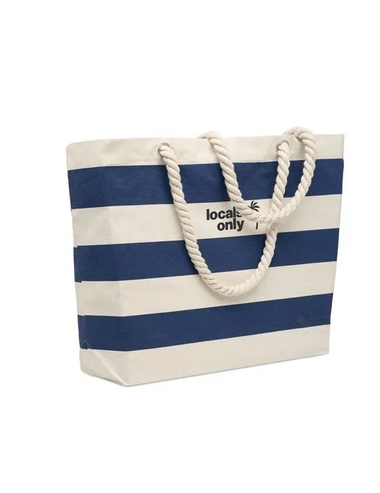 Sac de plage personnalisable en coton 220 gr/m² - HEAVEN STRIPE Matières : PET Taille textile : S Couleurs : blanc impression lo