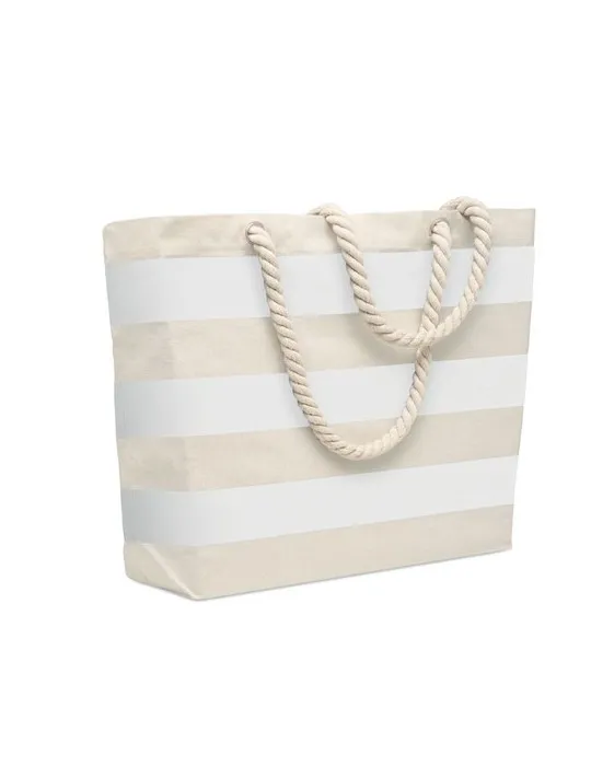 Sac de plage personnalisable en coton 220 gr/m² - HEAVEN STRIPE Matières : PET Taille textile : M Couleurs : blanc cadeau entrep