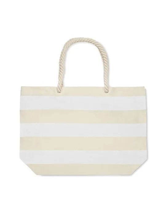 Sac de plage personnalisable en coton 220 gr/m² - HEAVEN STRIPE Matières : PET Taille textile : M Couleurs : blanc impression ha