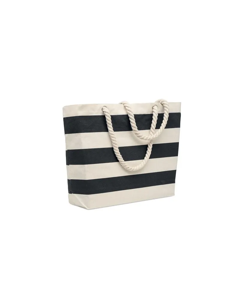 Sac de plage personnalisable en coton 220 gr/m² - HEAVEN STRIPE Matières : PET Taille textile : XL Couleurs : blanc personnalisa