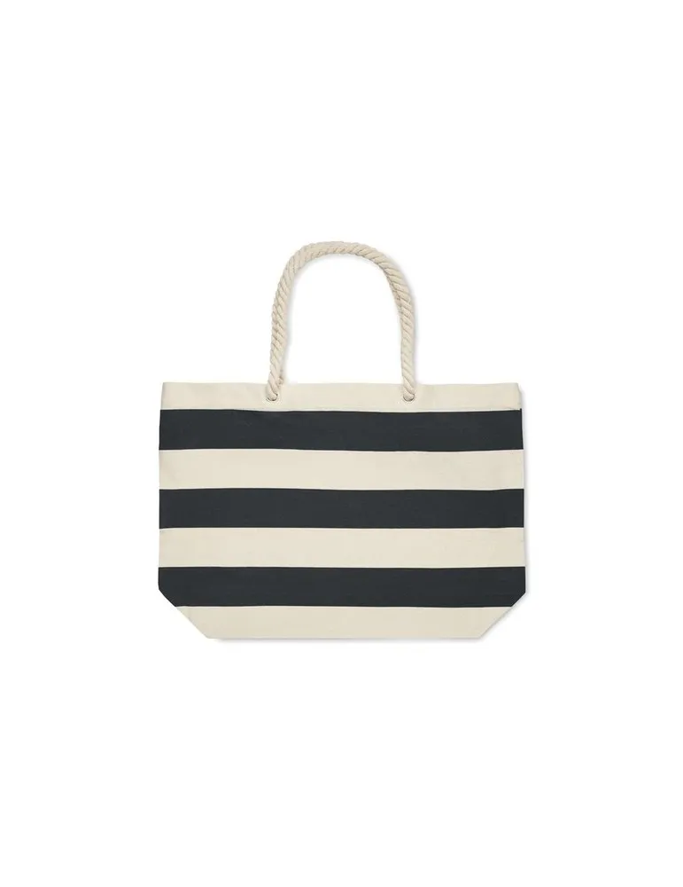 Sac de plage personnalisable en coton 220 gr/m² - HEAVEN STRIPE Matières : PET Taille textile : XL Couleurs : blanc goodies publ