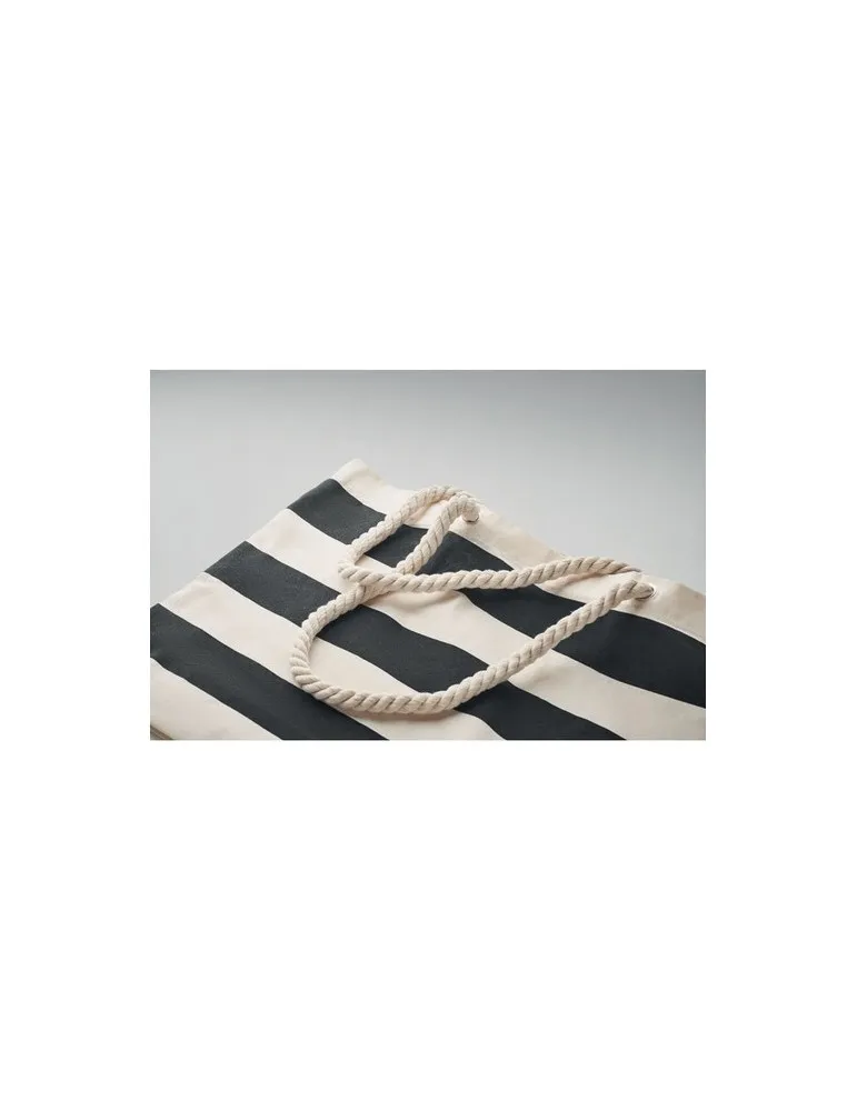 Sac de plage personnalisable en coton 220 gr/m² - HEAVEN STRIPE Matières : PET Taille textile : XL Couleurs : blanc goodies entr