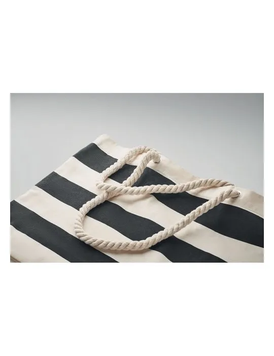 Sac de plage personnalisable en coton 220 gr/m² - HEAVEN STRIPE Matières : PET Taille textile : XL Couleurs : blanc goodies entr