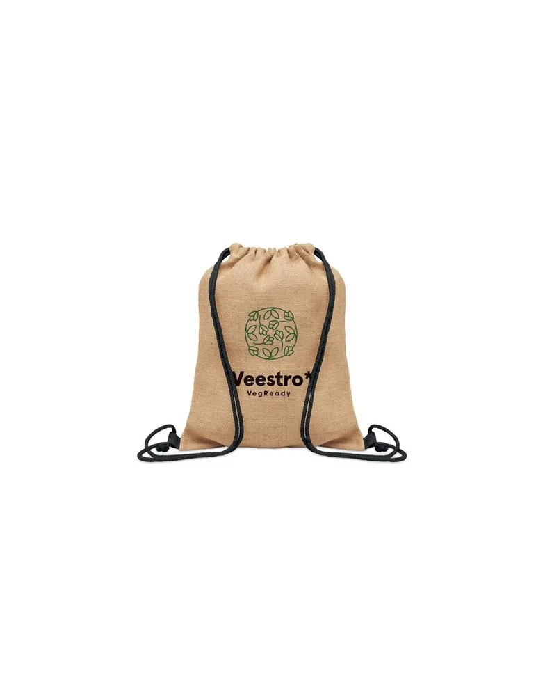 Sac à cordon écologique en jute - FUKURO Matières : PET Taille textile : XS Couleurs : vert armée impression haute définition