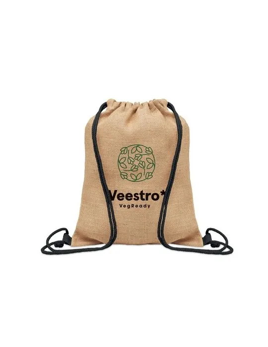 Sac à cordon écologique en jute - FUKURO Matières : PET Taille textile : XS Couleurs : vert armée impression haute définition