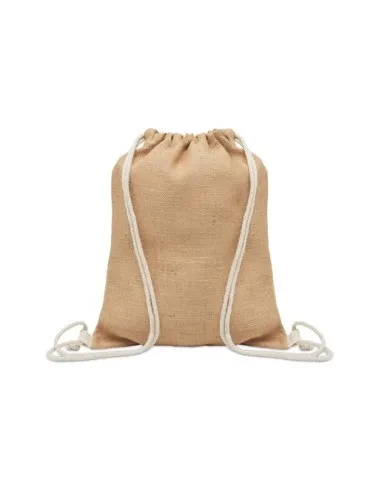 Sac à cordon écologique en jute - FUKURO Matières : PET Taille textile : XS Couleurs : vert armée 2