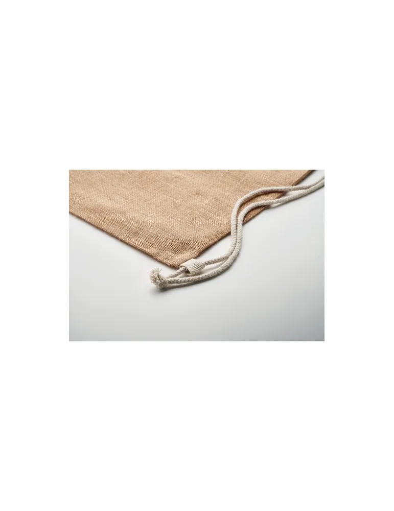 Sac à cordon écologique en jute - FUKURO Matières : PET Taille textile : XS Couleurs : bleu piscine objet promotionnel éco-respo