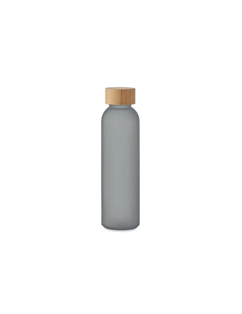 Bouteille en verre dépoli personnalisée 500ml ABE Matières : PET recyclé Couleurs : noir goodies publicitaire événementiel