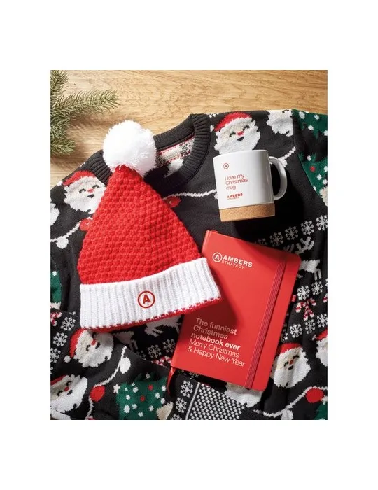 Bonnet de Noël Tricoté Personnalisé - AURIGA Matières : polypropylène (PP) Couleurs : blanc Contenance : 120 ml marquage laser u