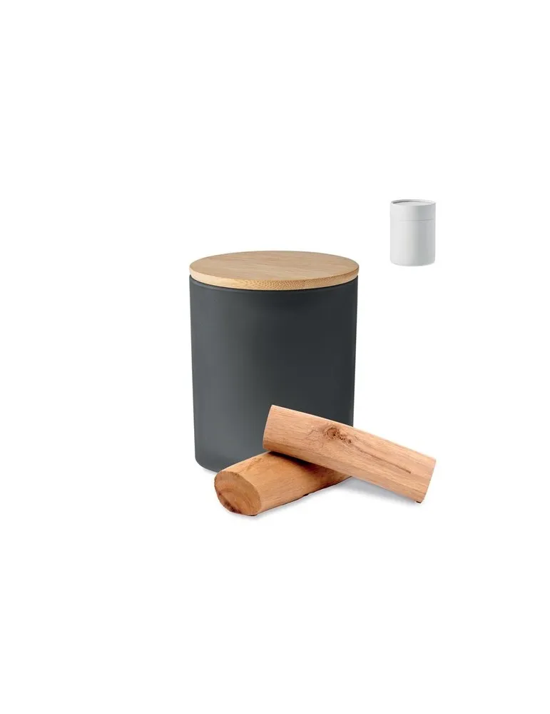 Bougie Végétale Parfumée 200 gr Personnalisée KEOPS MEDIUM Matières : bambou Couleurs : blanc personnalisable avec votre logo