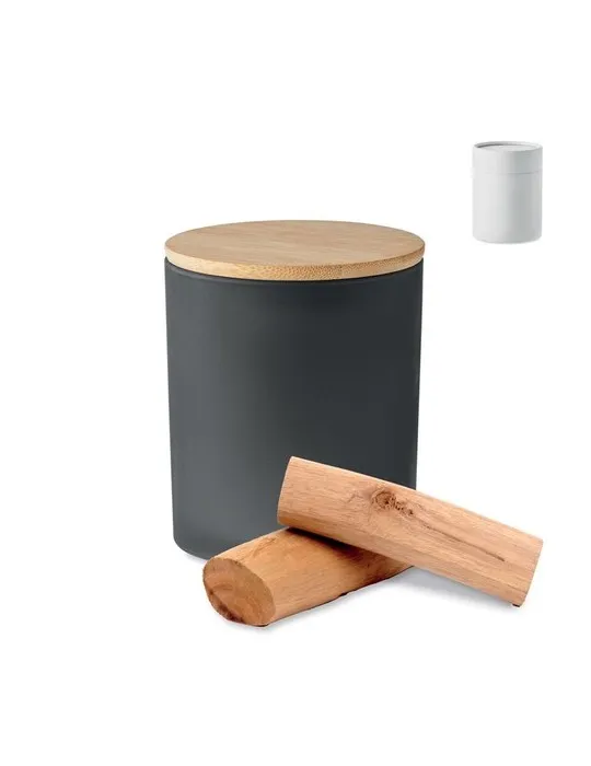 Bougie Végétale Parfumée 200 gr Personnalisée KEOPS MEDIUM Matières : bambou Couleurs : blanc personnalisable avec votre logo