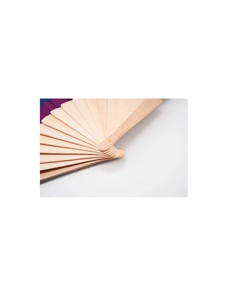 Éventail en bois personnalisé arc-en-ciel publicitaire BOWFAN Matières : coton Taille textile : M Couleurs : lin goodies publici