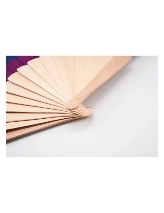 Éventail en bois personnalisé arc-en-ciel publicitaire BOWFAN Matières : coton Taille textile : M Couleurs : lin goodies publici