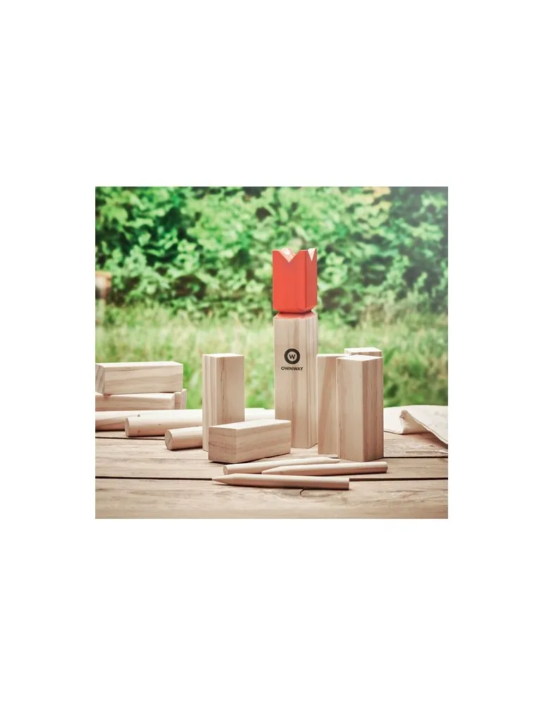 Jeu de lancer en bois de pin personnalisé et convivial - KING Matières : coton Taille textile : XXL Couleurs : bleu aqua impress