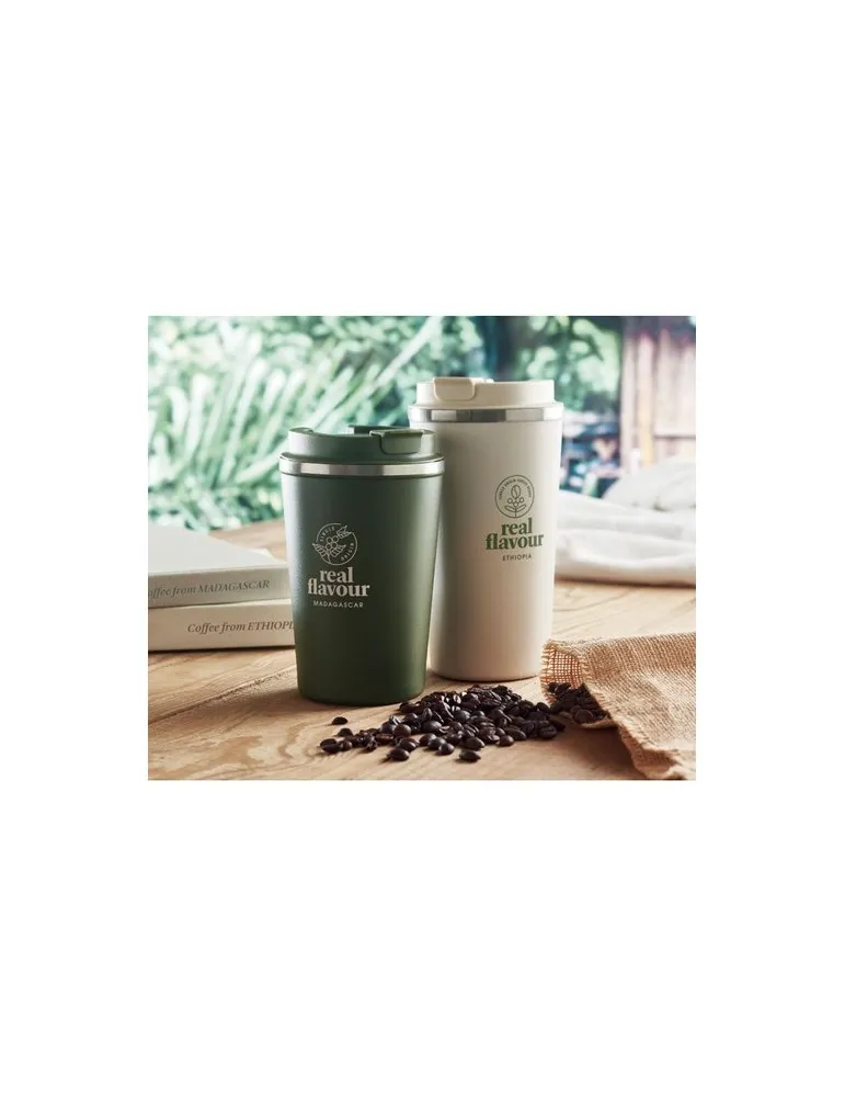 Gobelet isotherme double paroi 350 ml personnalisé - BRACE Matières : coton Taille textile : M Couleurs : kaki impression logo h