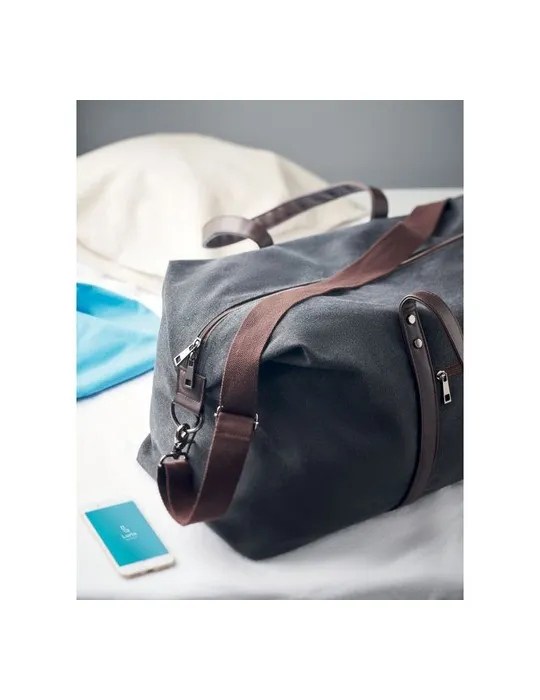 Sac week-end personnalisé en toile 450gr/m² - ZURICH Matières : polyéthylène (PE) Taille textile : XXL Couleurs : bleu piscine g