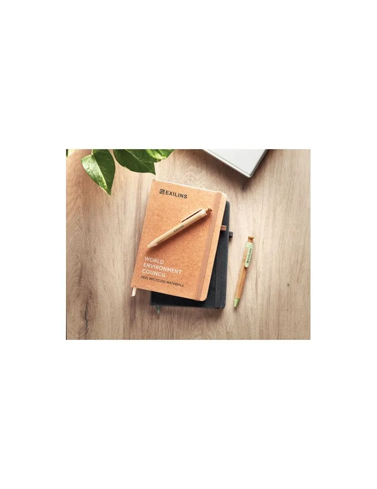 Carnet A5 ligné en PU recyclé éco-responsable personnalisé BAOBAB Couleurs : jaune accessoire événementiel unique